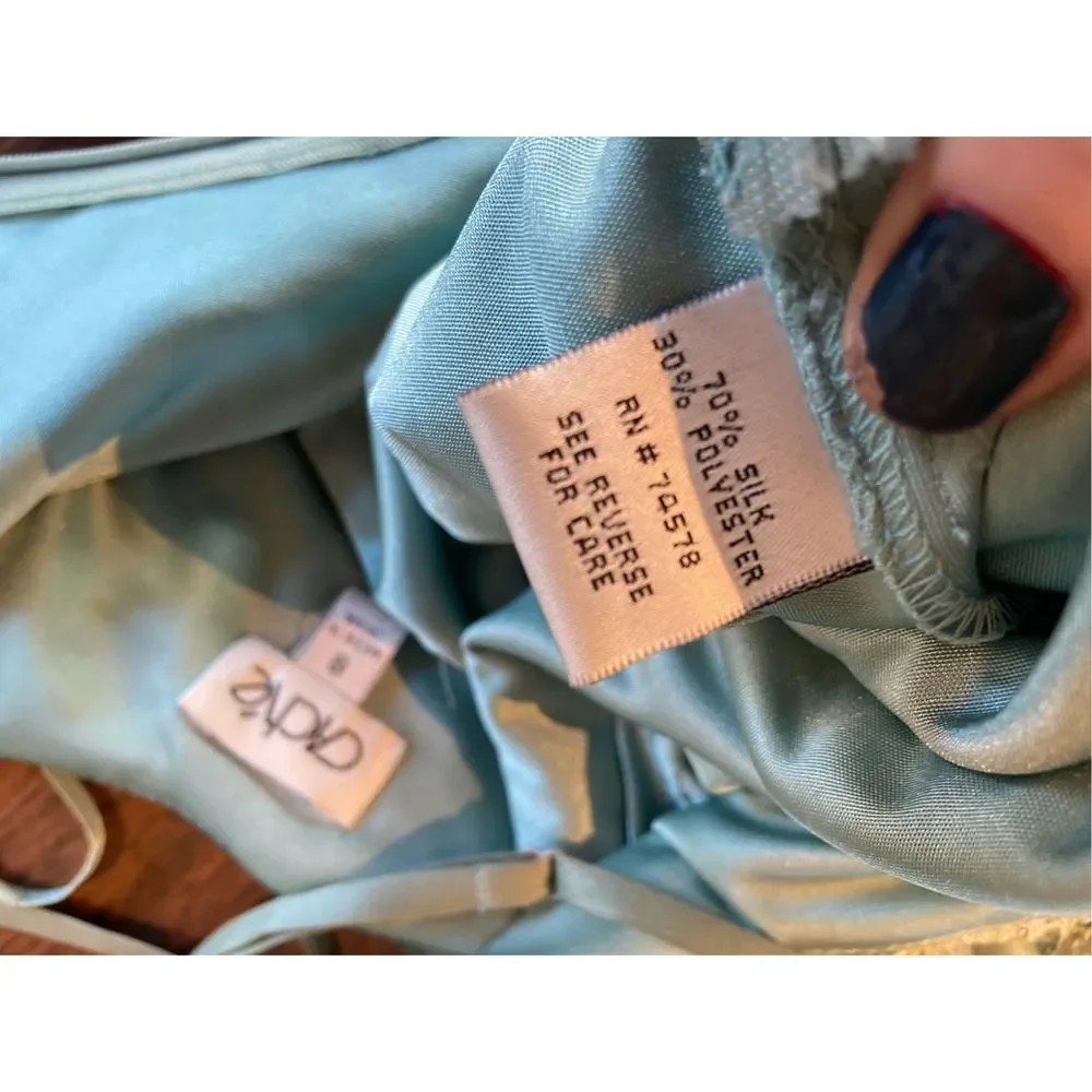 Vintage Cache Silk Gown Beaded Lace Sequin Gemstone Slinky Low Back Dress - SZ 8 - Picture 10 of 12